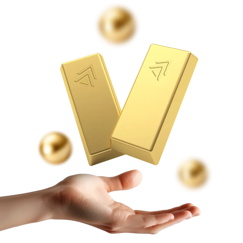 Hand holding gold bars